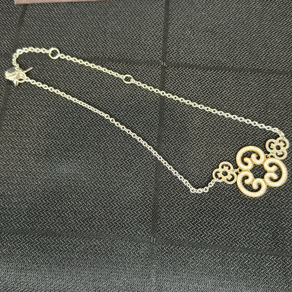 Rebecca Gold and Silver Bracelet & Necklace featuring white shimmering inlay. - Picture 6 of 7